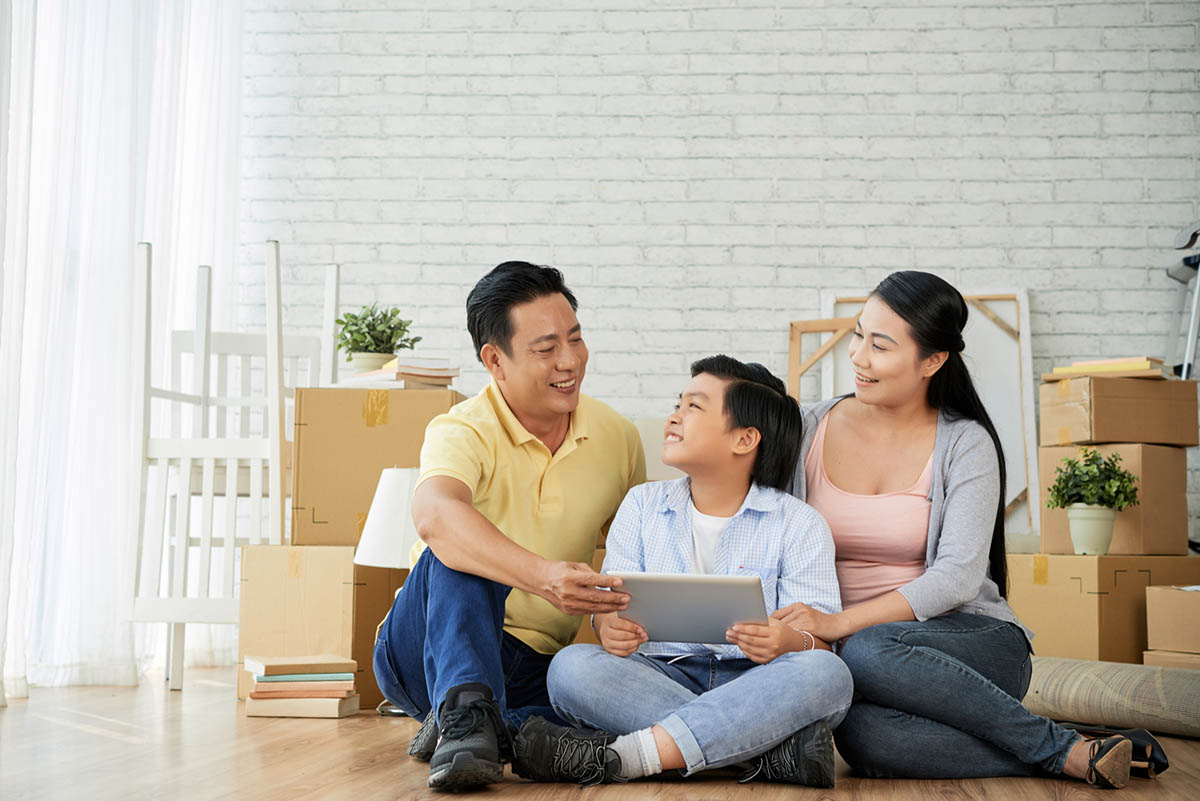 A counselor sharing supportive guidance with a family